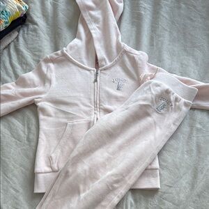 Juicy Couture Light Pink Velour Hoodie and Pants Set